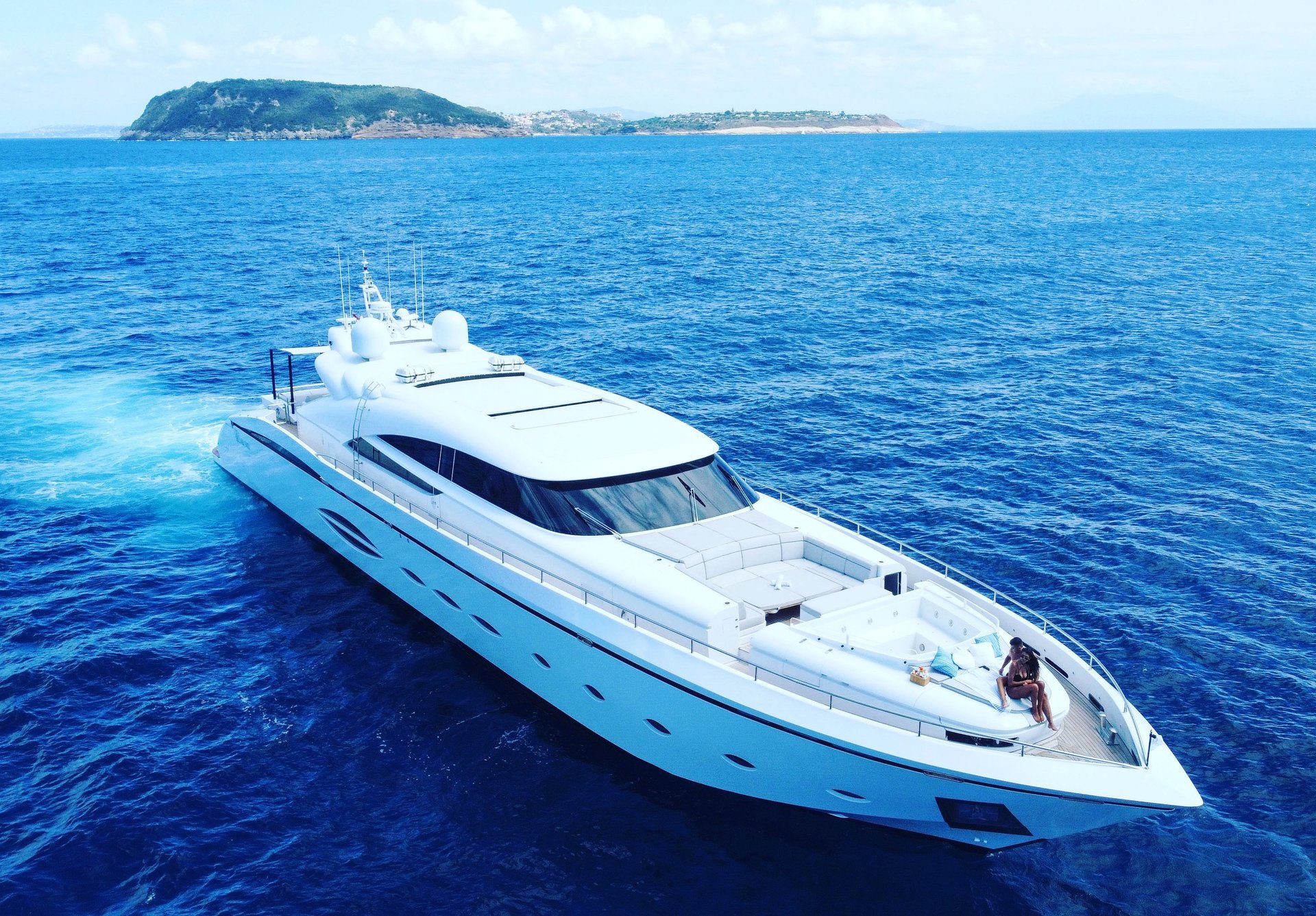 AB 140 superyacht cruising at high speed in Caribbean waters